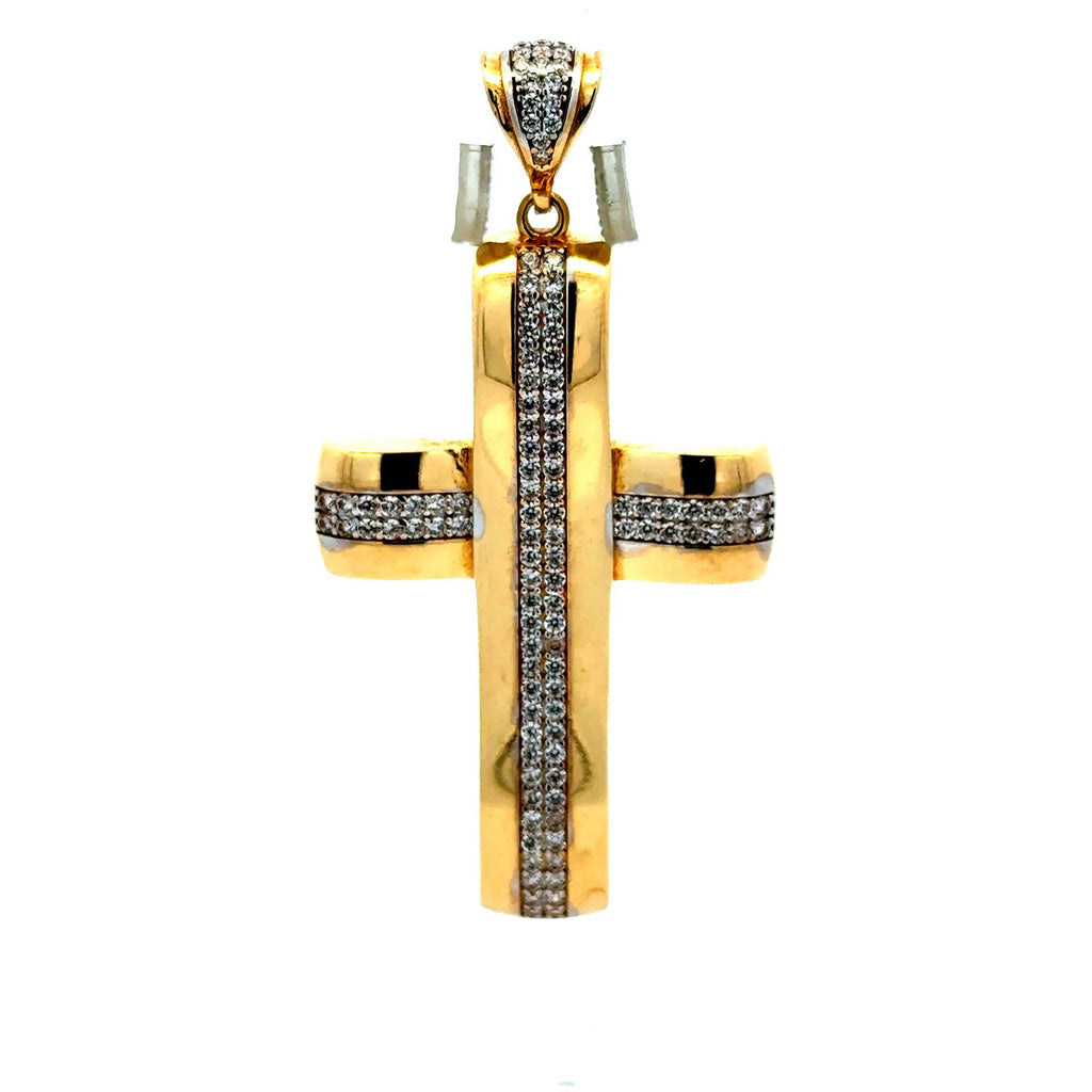 Golden Bull Fancy OR.ST Pendant Cross with CZ 64.5 14K
