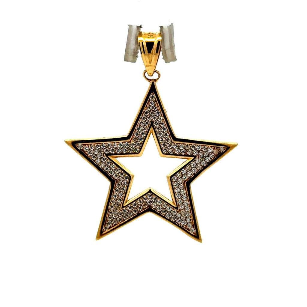 Golden Bull Fancy OR.ST Pendant Star with CZ 40 14K
