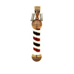 Golden Bull Fancy Pendant Barber Pole 50.5 14K
