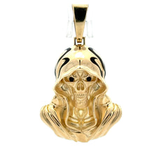 Golden Bull Fancy Pendant Black-Eyed Skull with Hood 56 14K