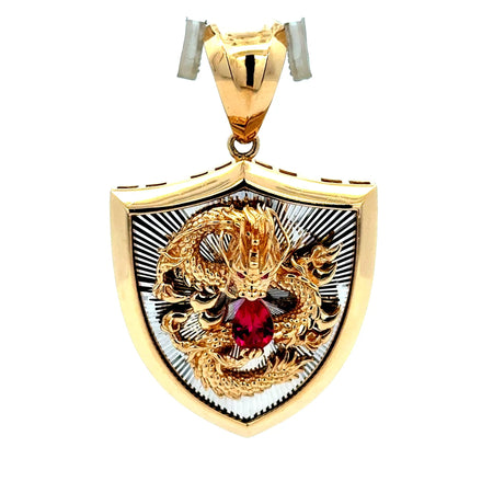 Pendant Dragon on Shield Two-Tone 52 14K