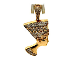 Golden Bull Fancy Pendant Great Royal Wife Bust with CZ 39.5 10K