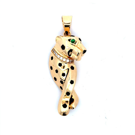 Pendant Green-Eyed Panther & CZ 50.5 14K