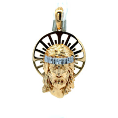 Golden Bull Fancy Pendant Halo Jesus Face with Crown of Thorns 56.5 14K