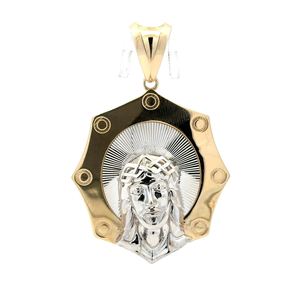 Golden Bull Fancy Pendant Halo Jesus Face with Crown of Thorns 59.5 14K