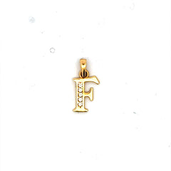 Golden Bull Fancy Pendant Initial with CZ 'F' 17 14K