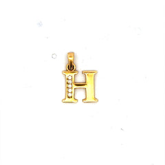 Golden Bull Fancy Pendant Initial with CZ 'H' 17 14K