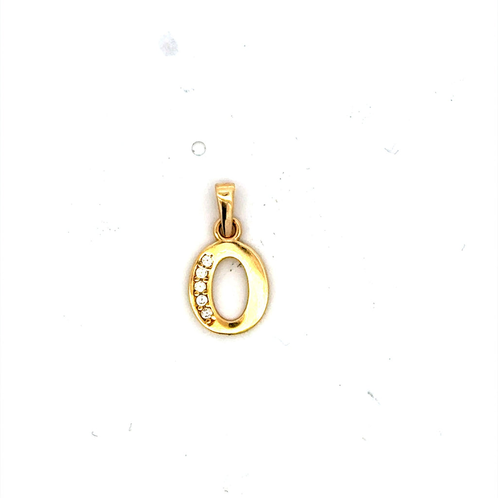 Golden Bull Fancy Pendant Initial with CZ 'O' 17 14K