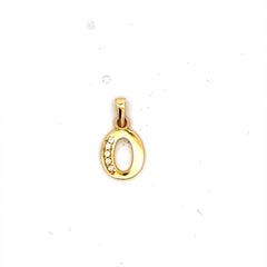 Golden Bull Fancy Pendant Initial with CZ 'O' 17 14K