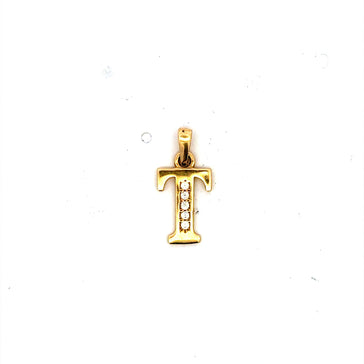 Pendant Initial with CZ 'T' 17 14K