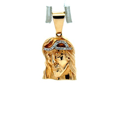 Golden Bull Fancy Pendant Jesus Face with CZ-Crown of Thorns 30 14K