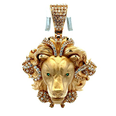 Golden Bull Fancy Pendant Lion Head & CZ 55.5 14K