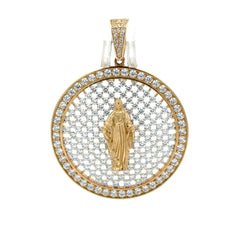 Golden Bull Fancy Pendant ‘Mano de Fátima’ on CZ-Iced Openwork Medallion 48 10K
