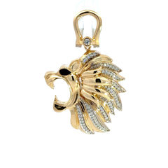 Golden Bull Fancy Pendant Roaring Lion Head 45.5 14K