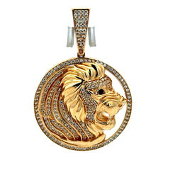 Golden Bull Fancy Pendant Roaring Lion Head 51.5 14K