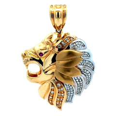 Golden Bull Fancy Pendant Roaring Lion Head 61.5 14K