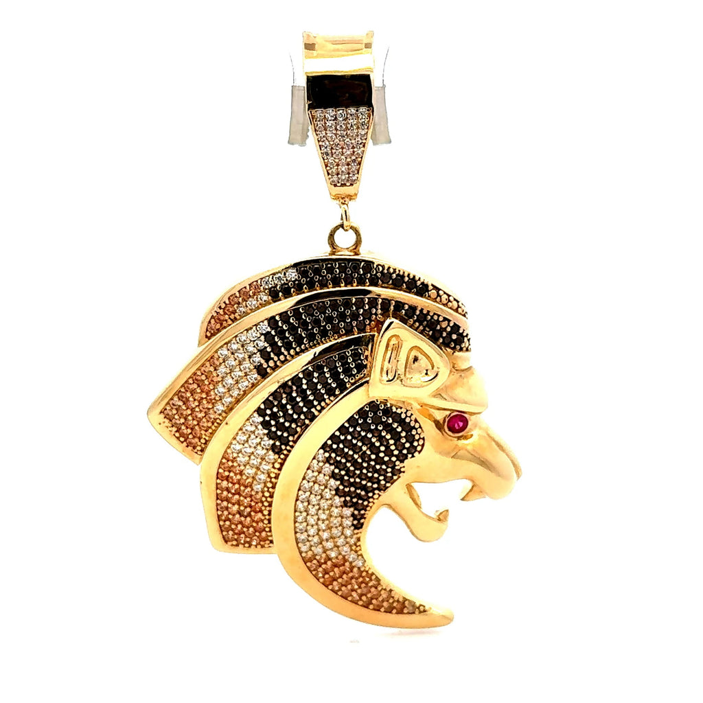 Golden Bull Fancy Pendant Roaring Lion Head 75.5 14K