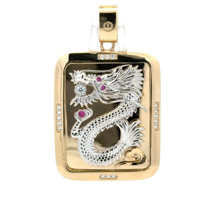 Pendant Rose-Eyed Dragon Dog Tag with CZ 47.5 14K