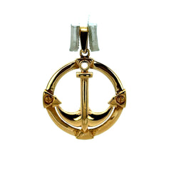 Golden Bull Fancy Pendant Ship’s Wheel & Anchor 31 14K