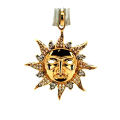 Golden Bull Fancy Pendant Sun Face with CZ 36.5 14K
