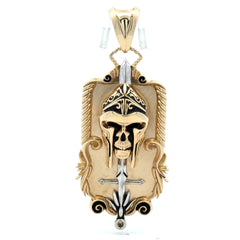 Golden Bull Fancy Pendant Templar Skull & Sword Shield 65.5 14K