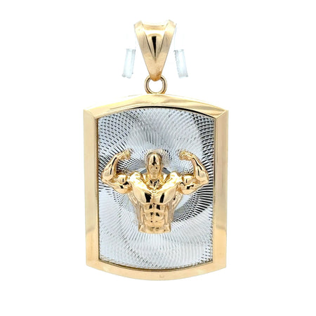 Pendant Two-Tone Bodybuilder In Dog Tag 62 14K