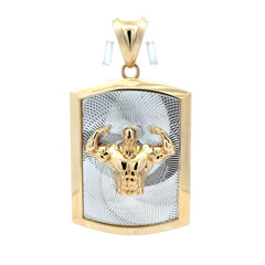 Golden Bull Fancy Pendant Two-Tone Bodybuilder In Dog Tag 63.5 10K