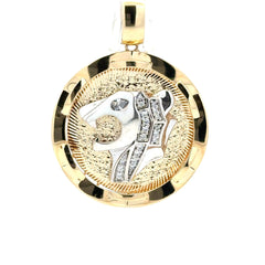 Golden Bull Fancy Pendant Two-Tone Hunting Eagle in Dog Tag 45 10K