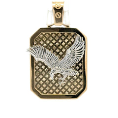 Golden Bull Fancy Pendant Two-Tone Hunting Eagle in Dog Tag 45 10K