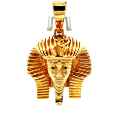 Golden Bull Fancy Pendant Two-Tone Pharaoh Bust with CZ 50.5 14K