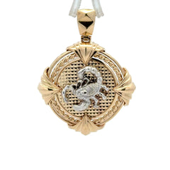Golden Bull Fancy Pendant Two-Tone Scorpion on Embellished Medallion 39 10K