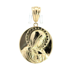 Golden Bull Fancy Pendant Virgin Mary Bust in Hollow Medallion 46 10K