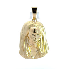 Golden Bull Fancy Pendant Virgin Mary Bust in Hollow Medallion 46 10K