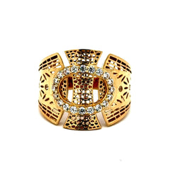 Golden Bull Fancy Ring Women's Symmetry & CZ 9 3mm 10K
