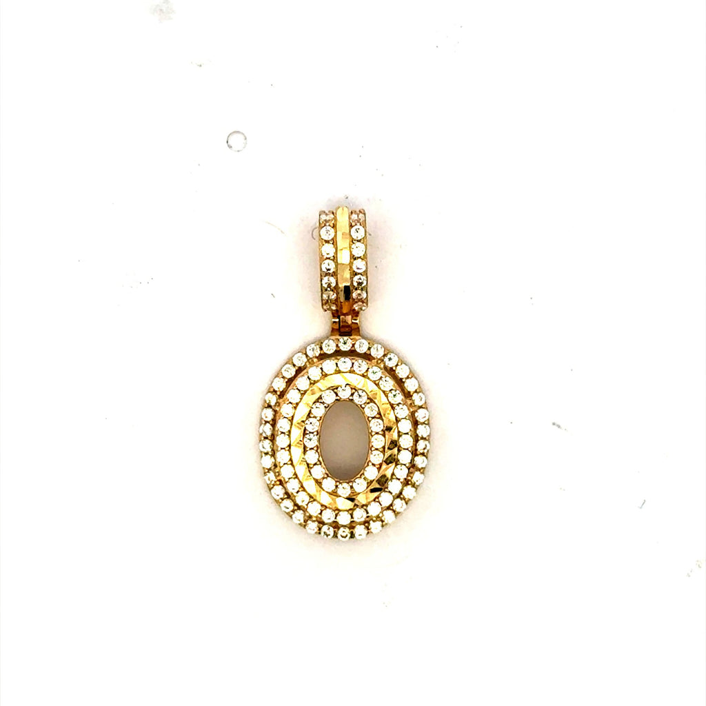 Golden Bull Fansy CAL 1.6 g Pendant CZ Stepped Initial 'O' 25 10K