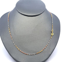 Golden Bull Indonesian Chain Three-Tone Twisted Herringbone 1mm 18" 10K