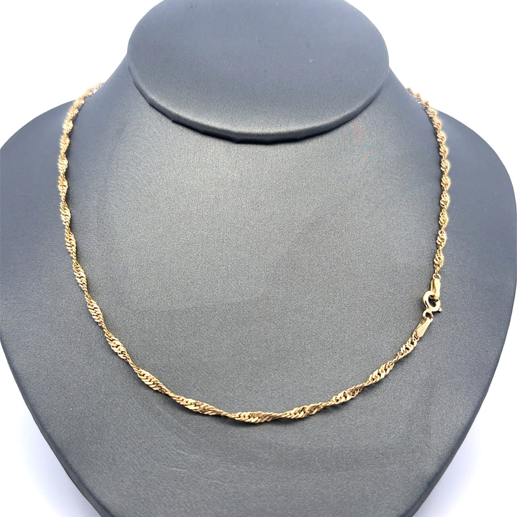 Golden Bull Indonesian Chain Twisted Herringbone 2mm 16" 10K