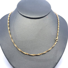 Golden Bull Indonesian Chain Twisted Herringbone 2mm 18" 10K