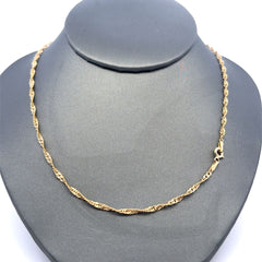 Golden Bull Indonesian Chain Twisted Herringbone 2mm 18" 10K