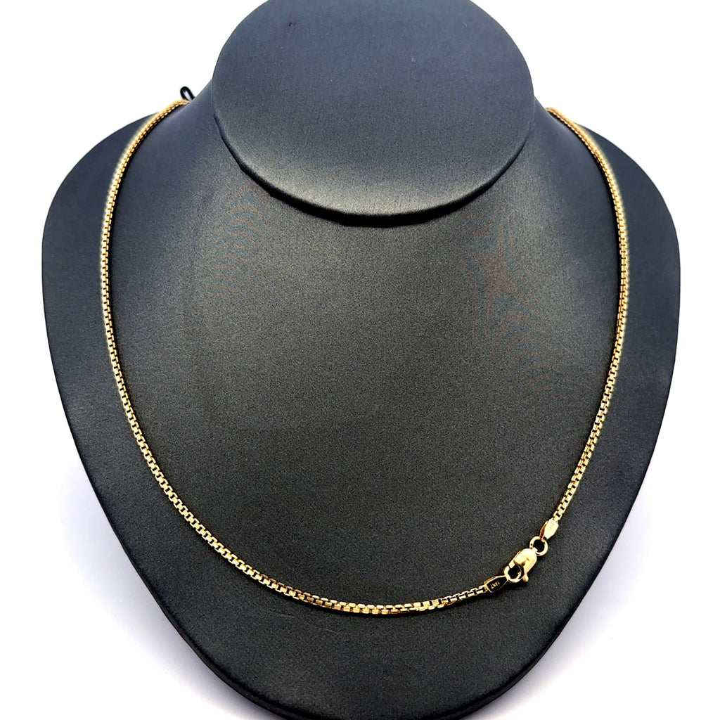Golden Bull Italian 7.7 g Chain Angular Box Link 1.5mm 24" 14K