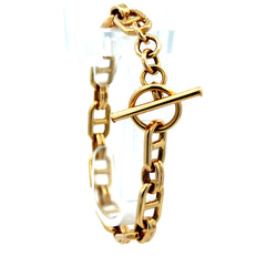 Golden Bull Italian Bracelet Hollow Anchor Link 9mm 8" 14K