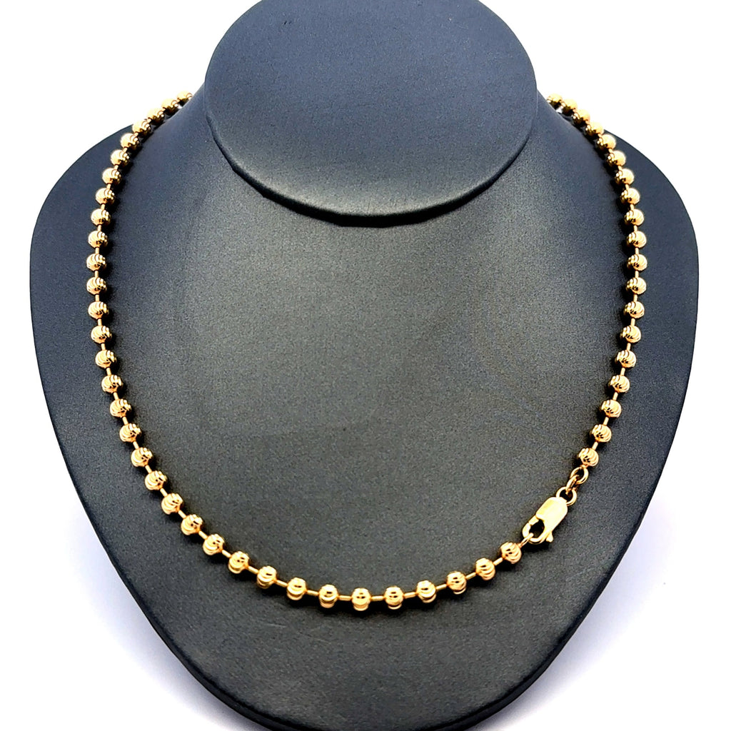 Golden Bull Italian Chain Faceted Military Bead Ball 4mm 26" 10K