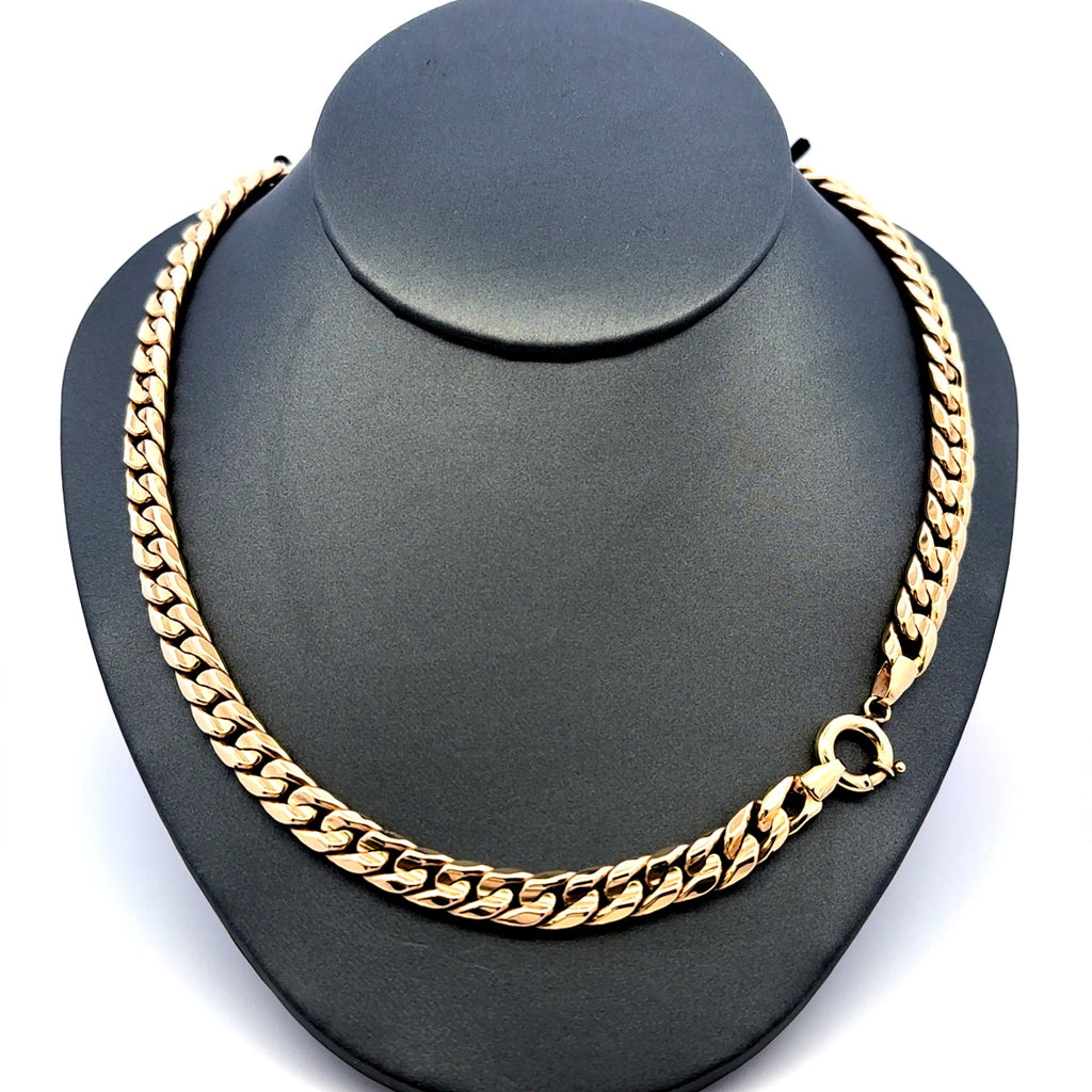 Golden Bull Italian Necklaces Hollow Cuban 7mm 22" 10K