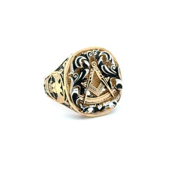Golden Bull Korean Ring Antique Freemasonry 11 6mm 14K