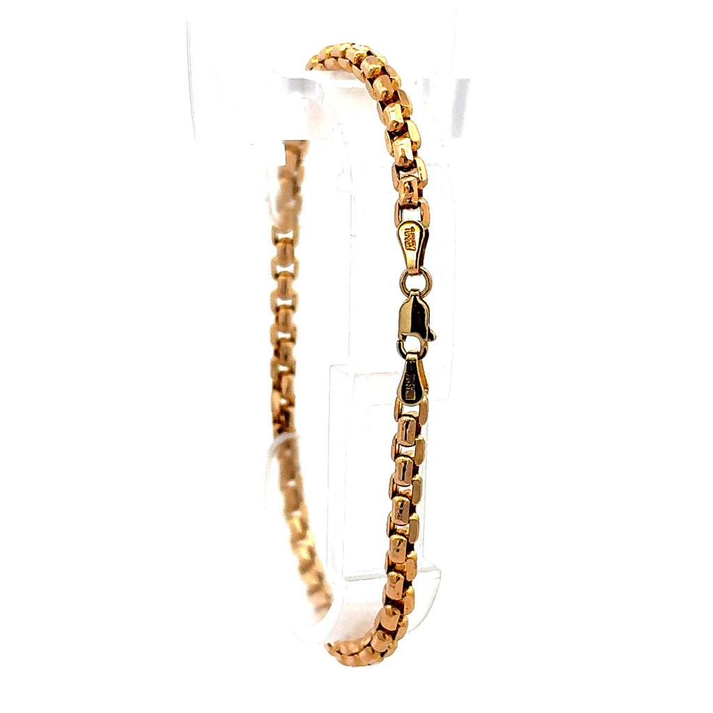 Golden Bull Turkish Bracelet Rounded Box Link 4mm 7.5" 10K