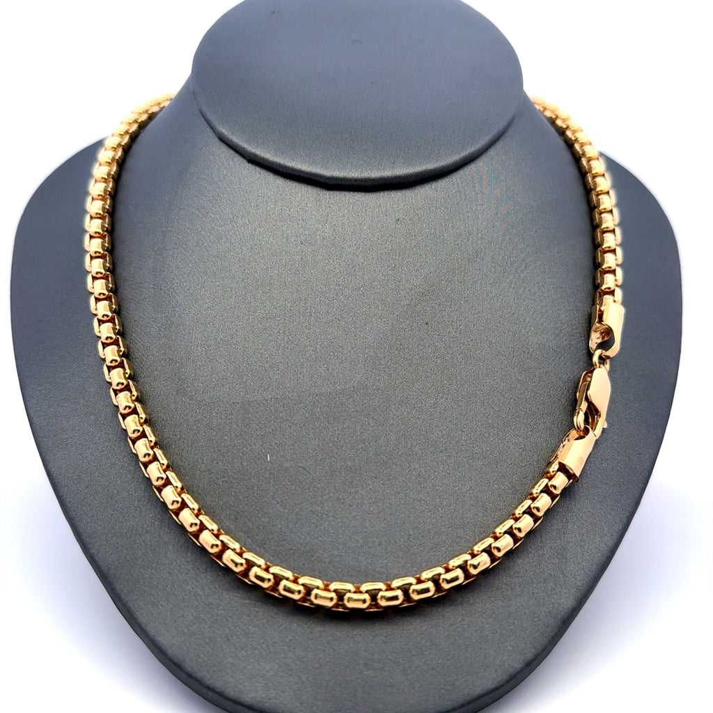 Golden Bull Turkish Chain Rounded Box Link 5mm 18" 14K