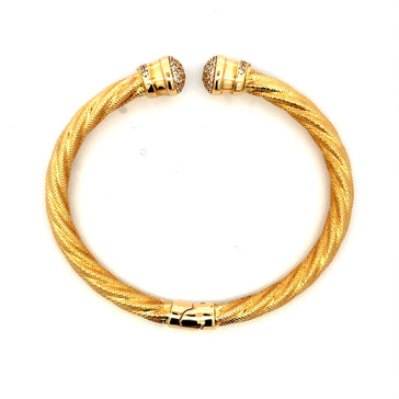 Bangle Hollow Twisted with CZ 19 5.5mm 14K