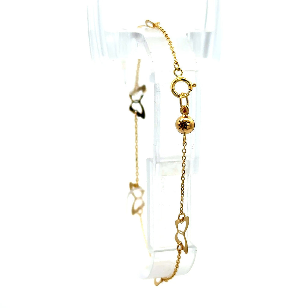 Golden Bull with Dainty Stations Bracelet with Dainty Stations 5mm 7.5" 10K