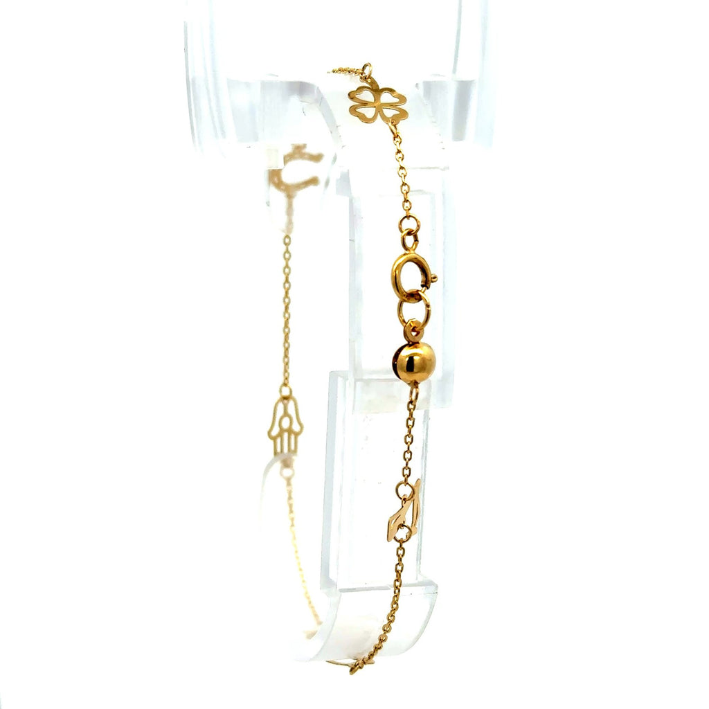Golden Bull with Dainty Stations Bracelet with Dainty Stations 6.5mm 7.5" 10K