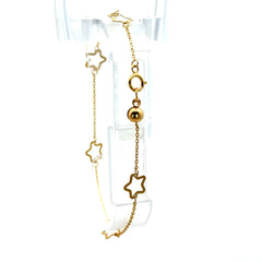 Golden Bull with Dainty Stations Bracelet with Dainty Stations 8mm 7.5" 10K